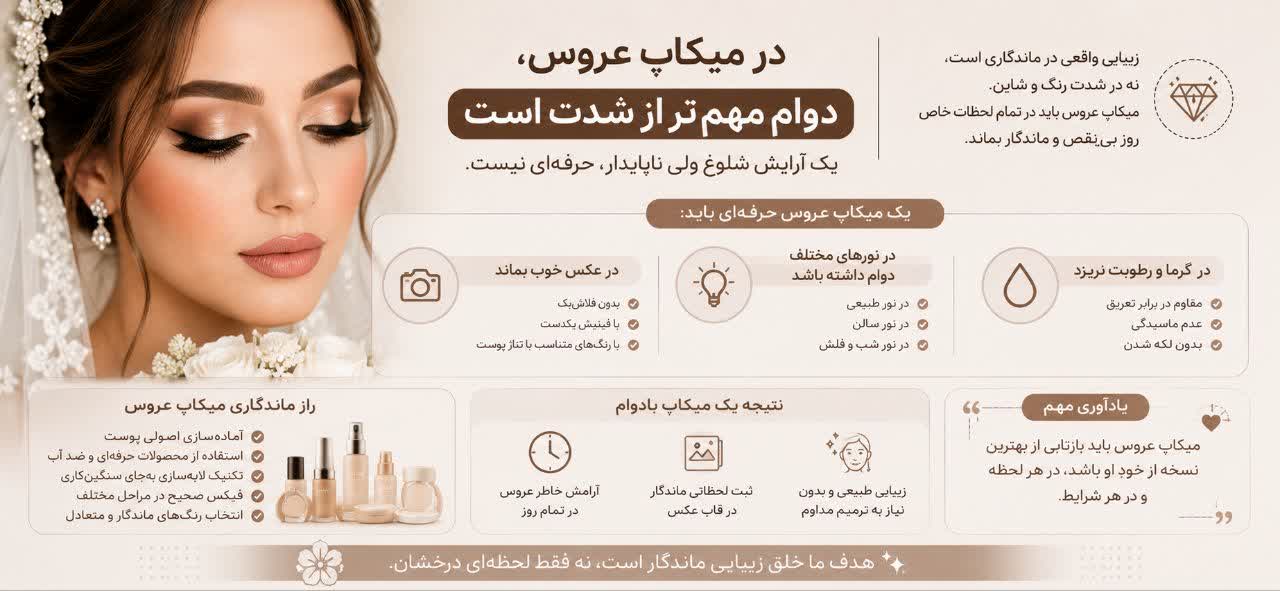 در میکاپ عروس، دوام مهم‌تر از شدت است